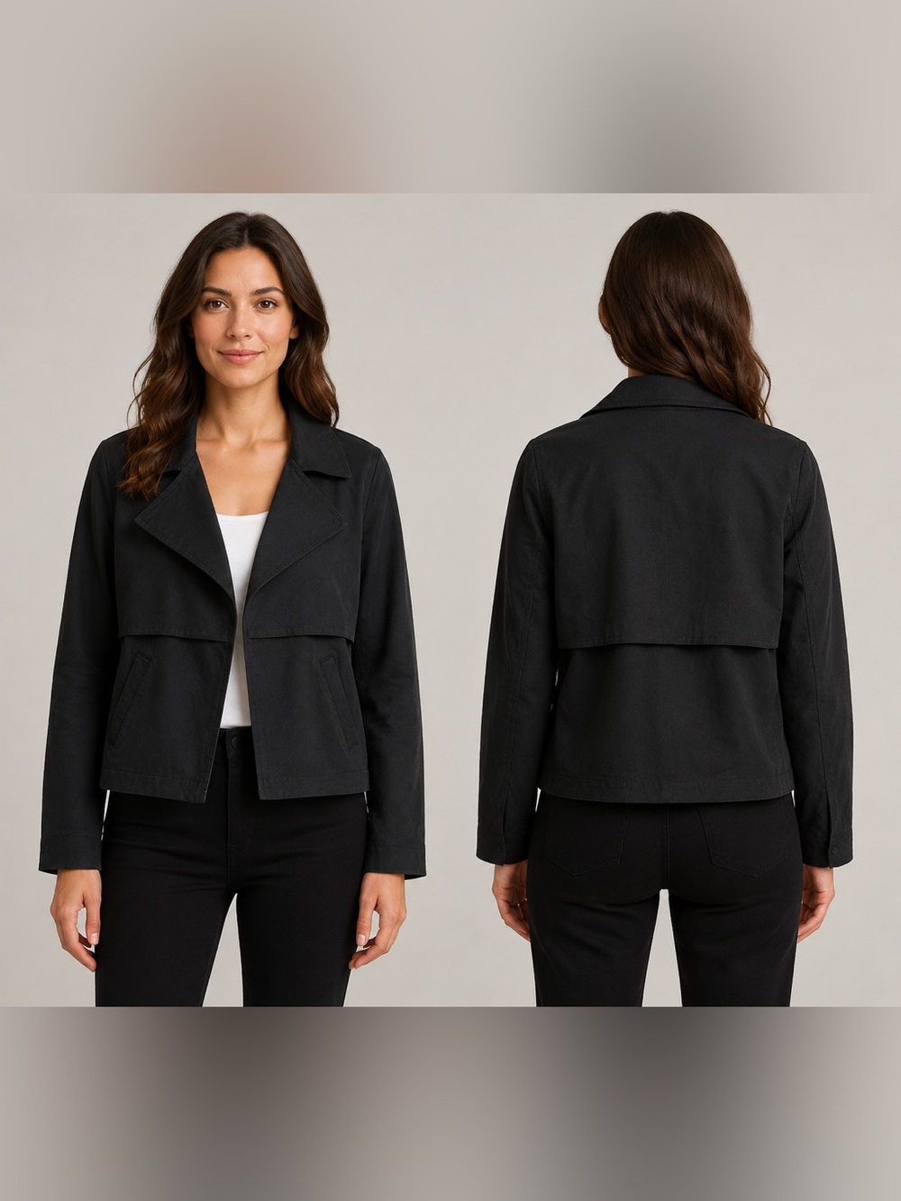 Michael Stars Black Cropped Trench Jacket